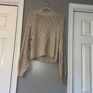Tan cropped mock neck sweater